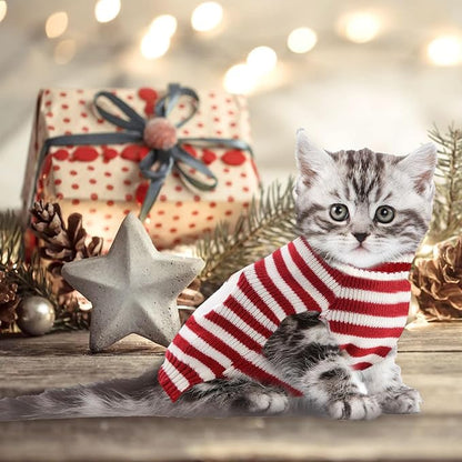 Dog Christmas Sweater Xmas Pet Clothes Cute Striped Santa Claus Costume Holiday - Image 7