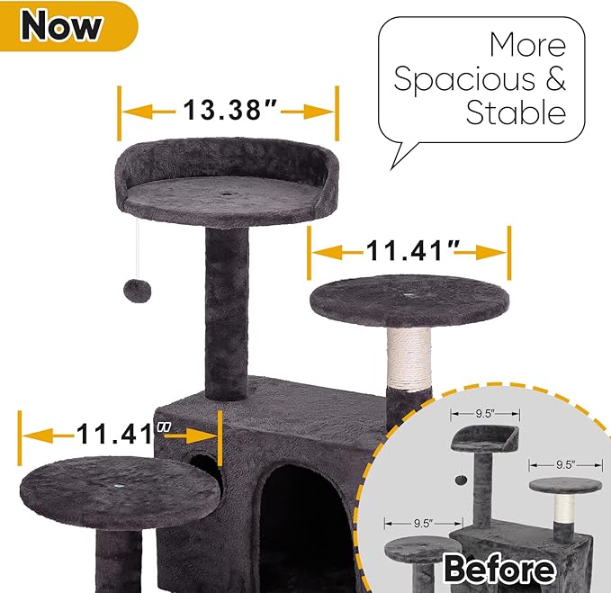 54-inch Cat Tree with Sisal-Covered Scratching Posts, Sturdy Standing Cat Tower - Image 4