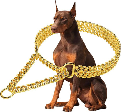 Stainless Steel 18K Gold Dog Chain Collar by KINGOLDOS
