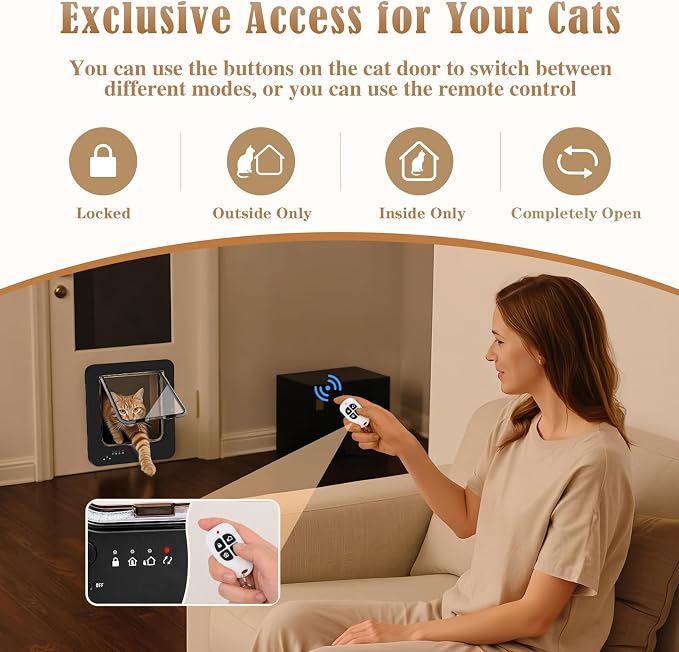 Smart Cat Door for Interior & Exterior, Flap Opening is 7.67’’ by 7'', RFID Cat - Image 4