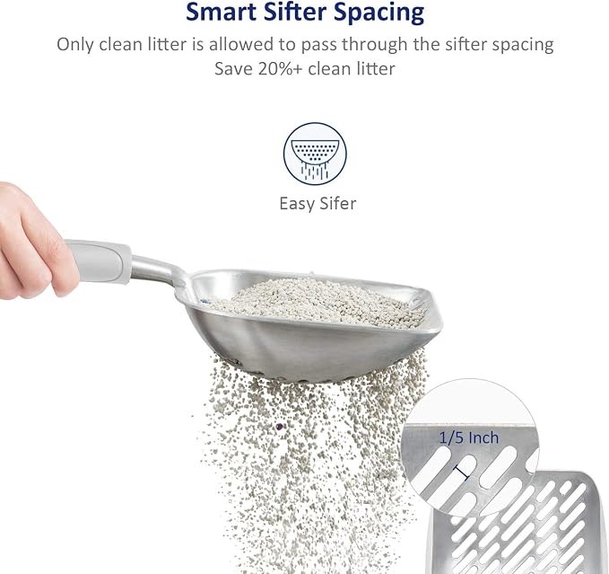 WePet Cat Litter Scoop, Aluminum Alloy Sifter, Kitty Metal Scooper, Deep Shovel - Image 3