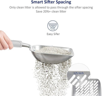 WePet Cat Litter Scoop, Aluminum Alloy Sifter, Kitty Metal Scooper, Deep Shovel - Image 3