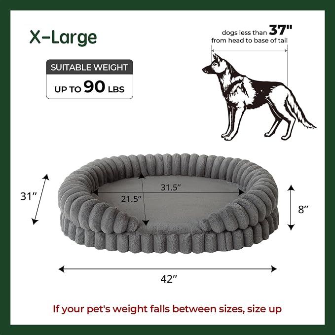 BALANCE Calming Dog Bed for Extra Large Dogs, 42 Inches Oval Washable XL Pet Bed - Image 5