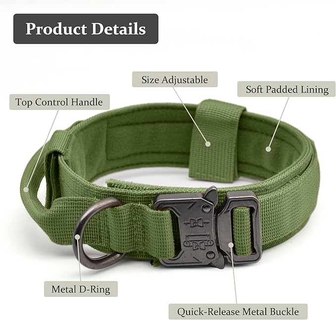 Tactical Dog Collar, Adjustable Military Training Nylon Dog Collar - Image 2