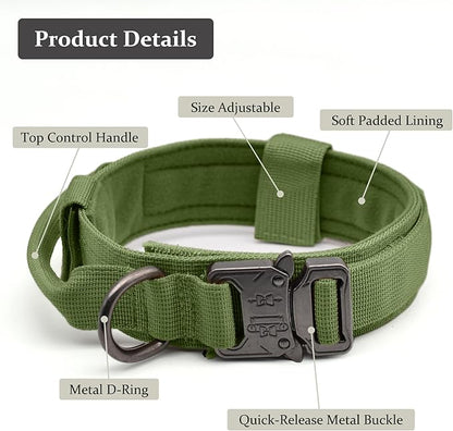 Tactical Dog Collar, Adjustable Military Training Nylon Dog Collar - Image 2