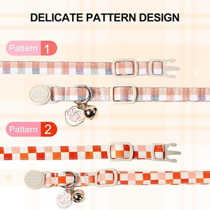 Unique Style Paws Orange Cat Collar, Cute Cat Collars - Image 2