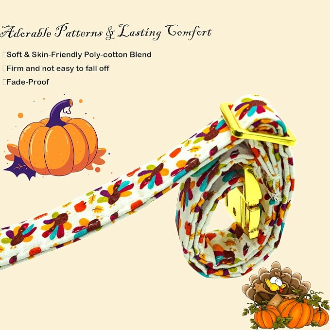 Thanksgiving Dog Collar, Turkey Dogs Collars Bow Tie Pet Collar Adjustable Pet - Image 3