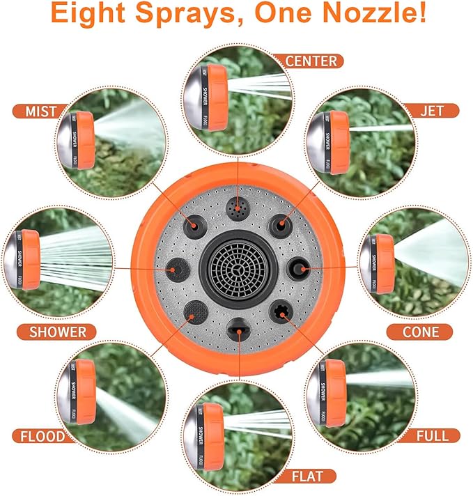 Garden Hose Nozzle, 8 Spray Patterns Dog Wash - Image 3