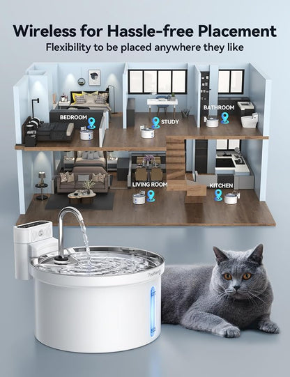 Wireless Cat Water Fountain FEELNEEDY Automatic Pet Water Dispenser - Image 3