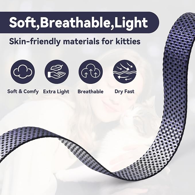 Cat Harness and Leash Set, 3-in-1 Escape Proof Adjustable, Comfortable Soft - Image 5