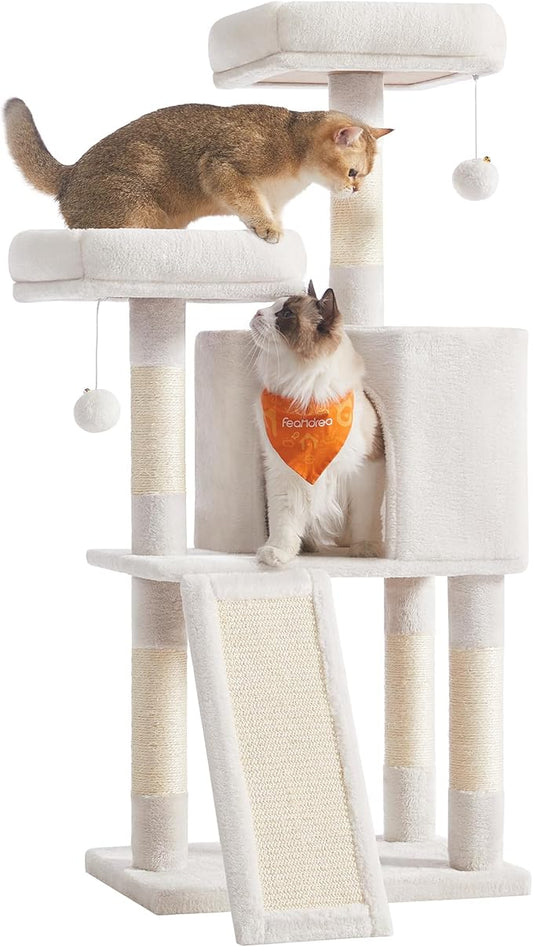 Feandrea Cat Tree, 45.3-Inch Cat Tower, Plush Condo by FeandreabySONGMICSHOME