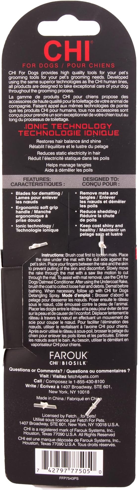 CHI for Dogs Dematting and Deshedding Undercoat Rake, Dog Grooming Tool for - Image 2