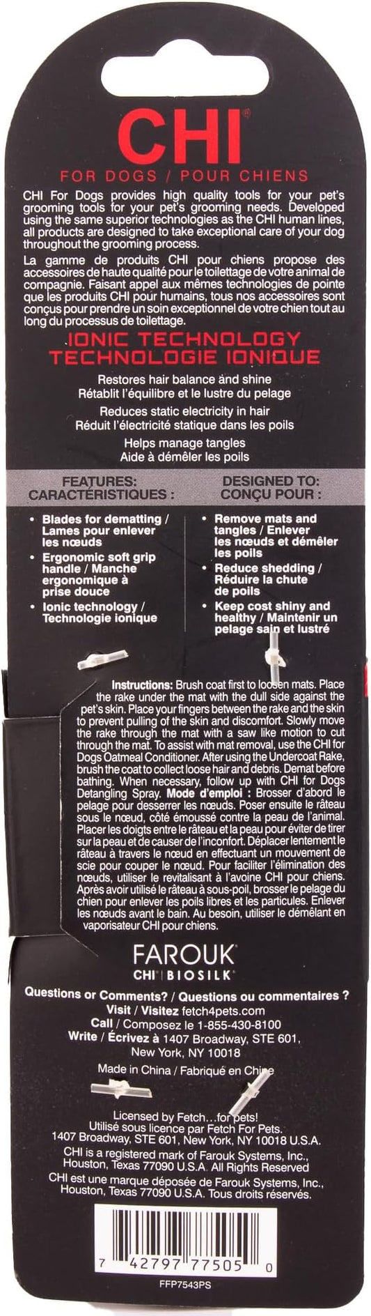 CHI for Dogs Dematting and Deshedding Undercoat Rake, Dog Grooming Tool for - Image 2
