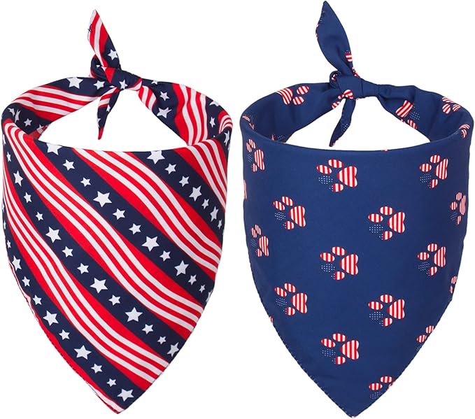 PTDECOR American US Flag Dog Bandana 4th of July Dog Bandanas Reversible by PTDECOR