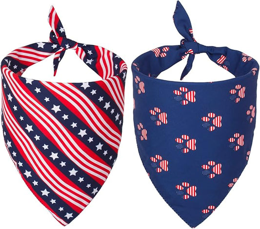 PTDECOR American US Flag Dog Bandana 4th of July Dog Bandanas Reversible by PTDECOR