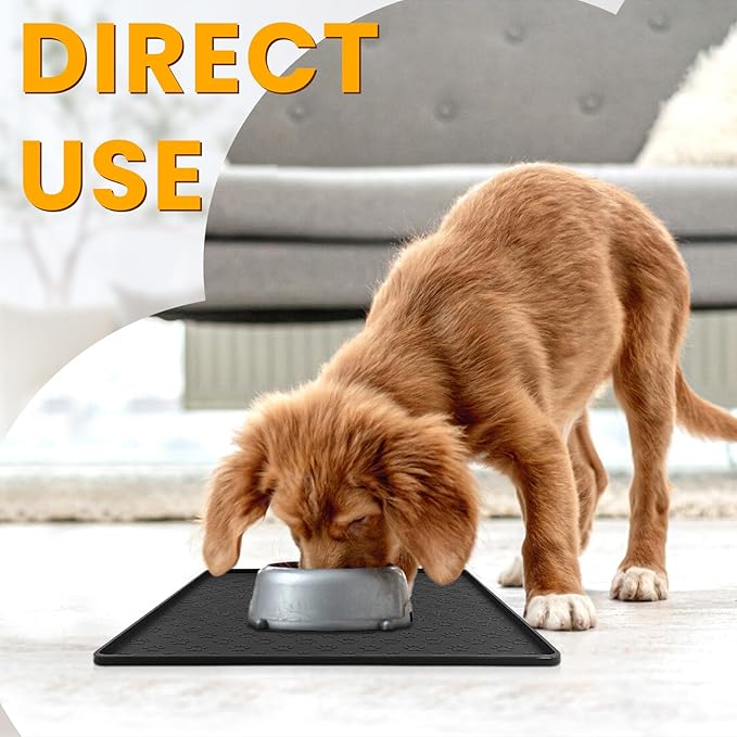 Ptlom Pet Placemat for Dog and Cat, Waterproof Non-Slip Silicone Feeding Bowl - Image 3