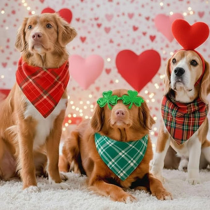 Abbylike 50 Pcs St. Patrick's Day Dog Bandanas Bulk Green Plaid Bandanas - Image 4