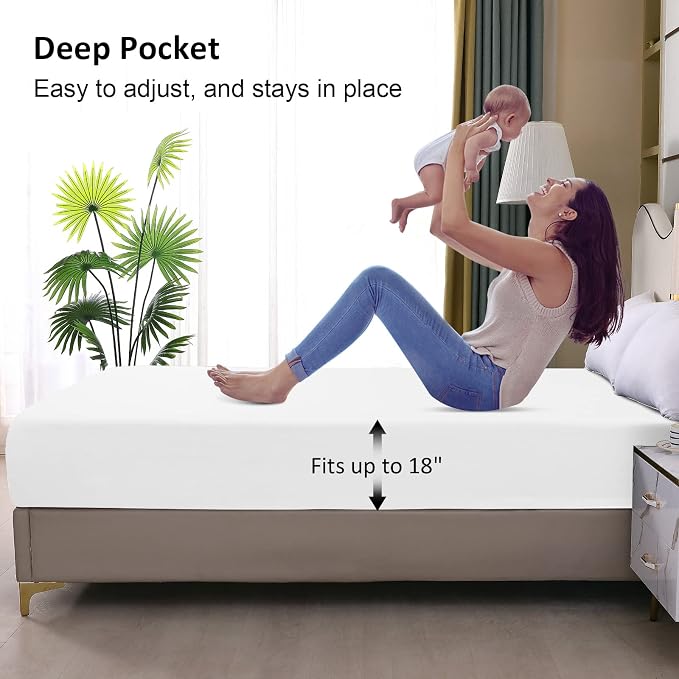 Twin XL Mattress Protector Waterproof, Fitted Sheet Style Breathable Mattress - Image 4
