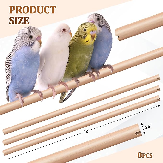 Sintuff 8 Pcs Bird Perches for Cage Accessories, Wooden Perch Rods Replacement - Image 2