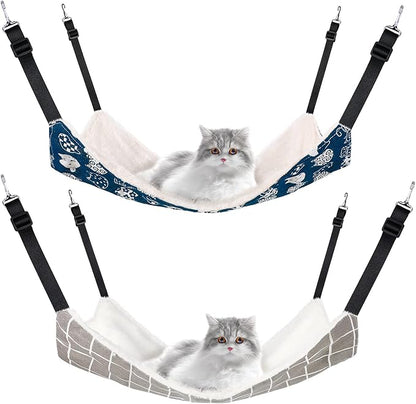 Jetec 2 Pack Cat Hammock for Cage, Catio Accessories Reversible Soft Cats Bed by Jetec