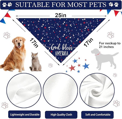 4th of July Dog Bandanas, Patriotic Party Pet Decorations 2 Pack, Adjustable - Image 3
