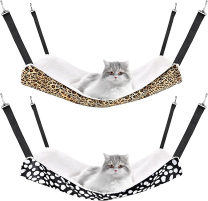 Jetec 2 Pieces Reversible Cat Hanging Hammock Soft Breathable Pet Cage Hammock by Jetec