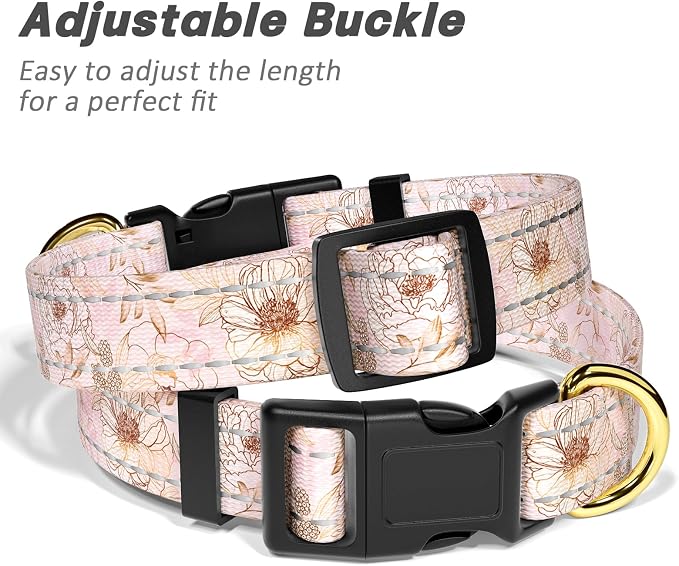 Reflective Dog Collar for Large Dogs, Cute Flower Theme Adjustable Heavy-Duty - Image 6