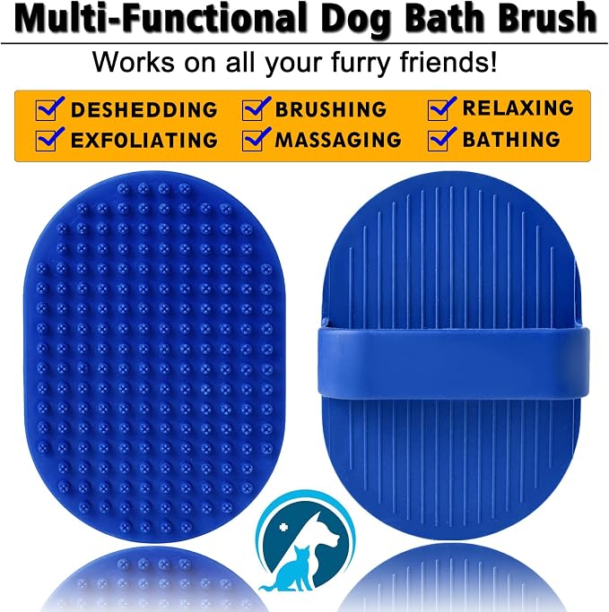 Dog Grooming Brush, Dog Shampoo Bath Brush Shedding Soothing Massage Rubber Comb - Image 5