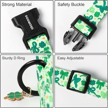 DOGWONG St Patrick's Day Dog Collar-Cute Green Clovers Dog Collar, Adjustable - Image 3