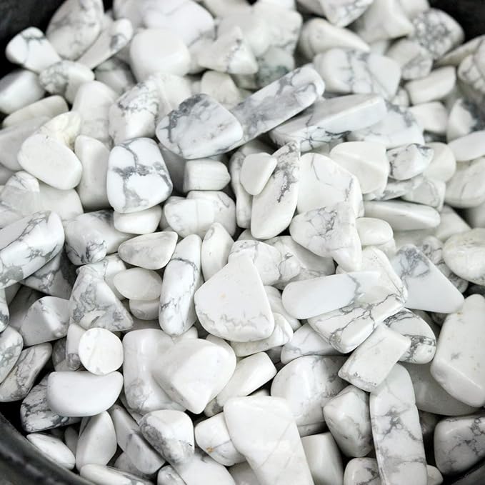 1lb Howlite Aquarium Gravel Rocks Natural Tumbled Healing Crystal Chips Bulk by YATOJUZI