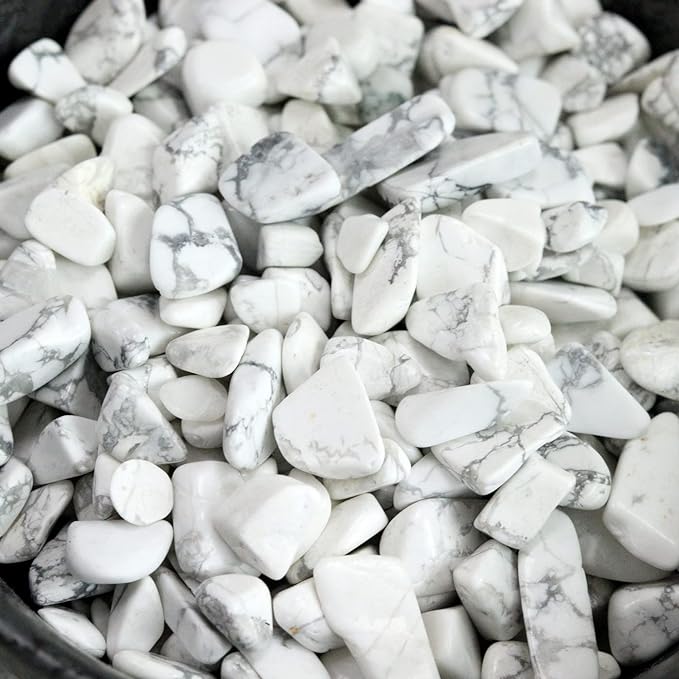 Howlite Aquarium Gravel Rocks Natural Tumbled Healing Crystal Chips Bulk by YATOJUZI