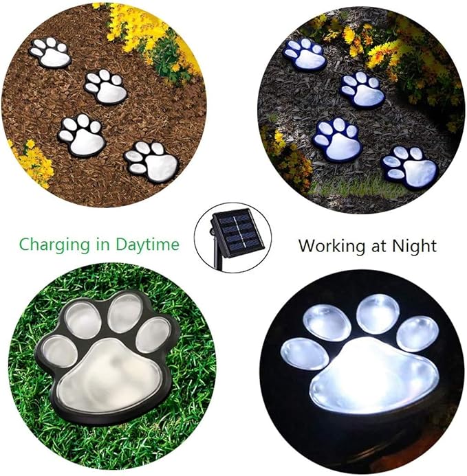 Elnsivo Paw Print Solar Outdoor Lights, Solar Lights Outdoor Waterproof Dog Paw - Image 4