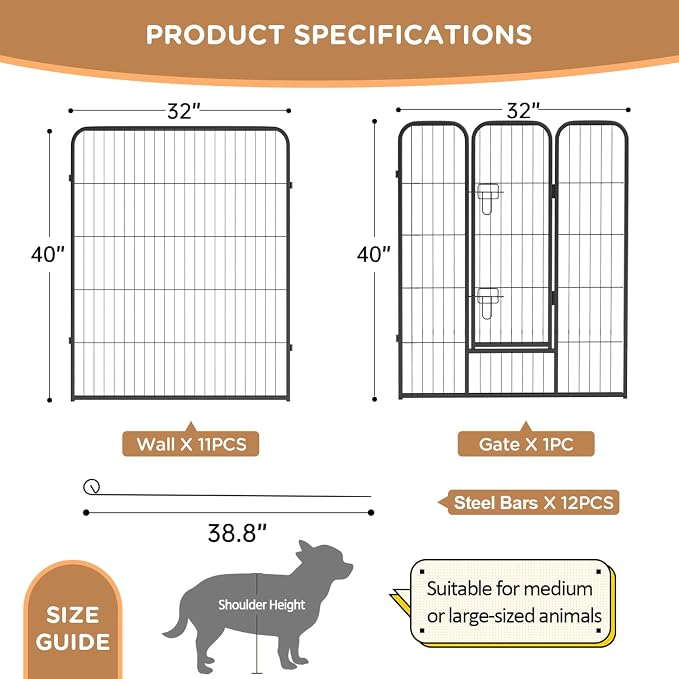 BestPet | Dog Playpen | 40 Inch, 12 Panels | Heavy Duty Metal Pet Exercise Pen - Image 8