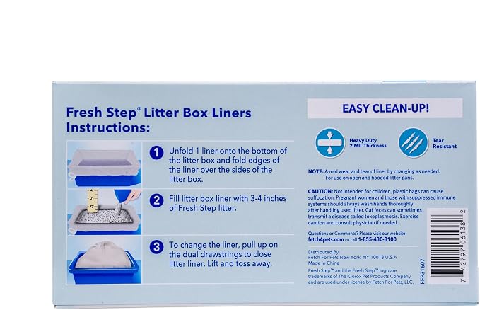Fresh Step Jumbo Drawstring Cat Litter Box Liners, Unscented Heavy Duty Kitty - Image 5