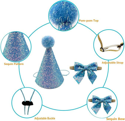 Christmas Pet Party Jazz Hat and Blingbling Bow Tie Breakaway Collar Set - Image 3