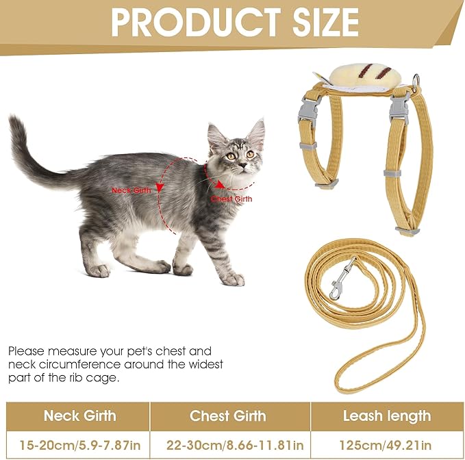 TIESOME Cat Harness and Leash Set, Adjustable Gradient Kitten Harness Escape - Image 2