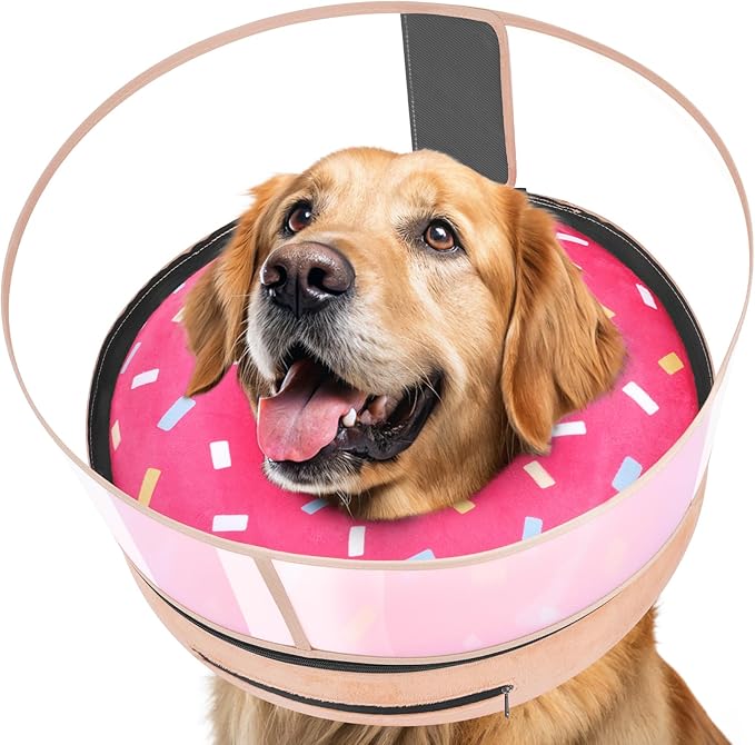 Inflatable Dog Cone with Anti-Licking Clear Shield, Protective Dog Donut Collar by Didopet