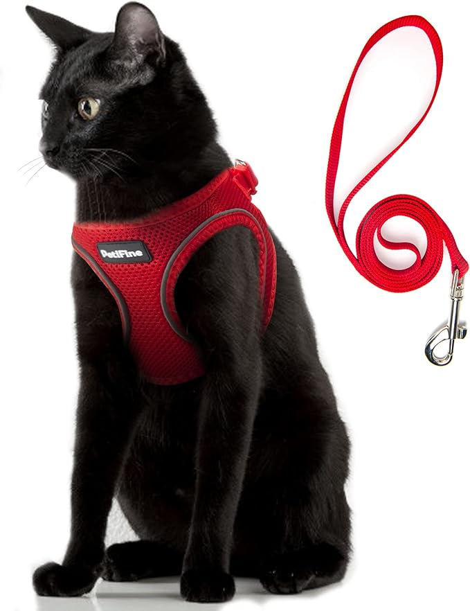 PetiFine Cat Harness and Leash Set, Escape Proof Kitten Harness Reflective by PetiFine