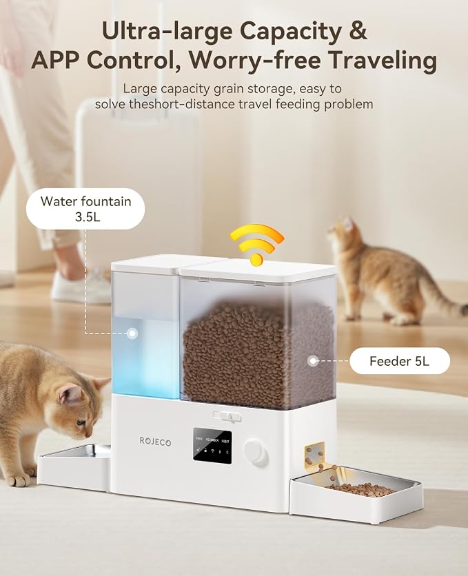 Rojeco 36Cups/8.5L WiFi Automatic Cat Feeder and Gravity Water Dispenser - Image 5