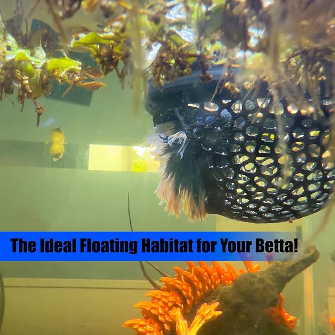 Fish Tank Floating Betta Hide，Betta or Shrimp Burrows and Hammock, Fish and - Image 5