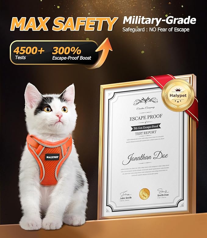 Halypet Cat Harness and Leash Set Escape Proof Adjustable Cat Leash Comfortable - Image 2