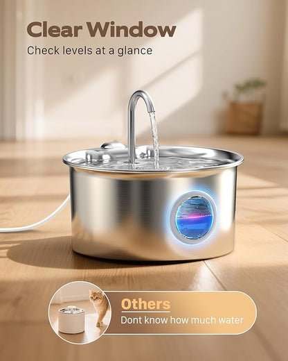 Pet Water Fountain Stainless Steel: Mental Cat Water Fountains - 88oz/2.6L - Image 4