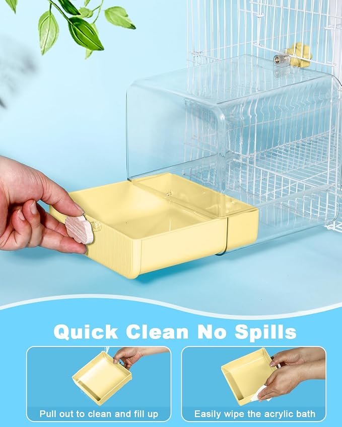 Hanging Bird Bath for Cage, 3 in 1 Multifunction Bird Bath/Bowl/House, Bird - Image 7
