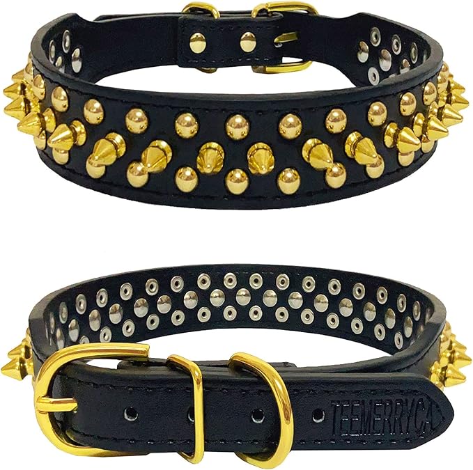 TEEMERRYCA Black Leather Dog Collar - Image 2