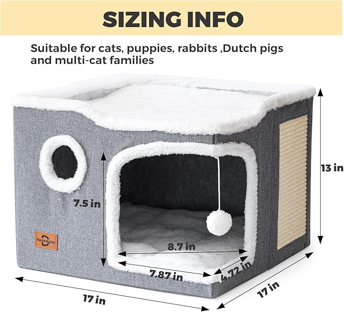 Cat Bed for Indoor Cats, Covered Cat Cave House & Furniture - Image 4
