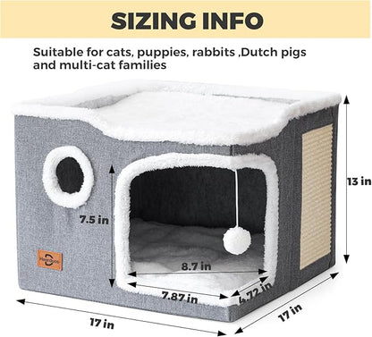 Cat Bed for Indoor Cats, Covered Cat Cave House & Furniture - Image 4