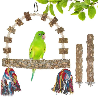 Bird Perch Swing, Large Natural Wood Parrot Toys, Bird Cage Accessories by Unknown