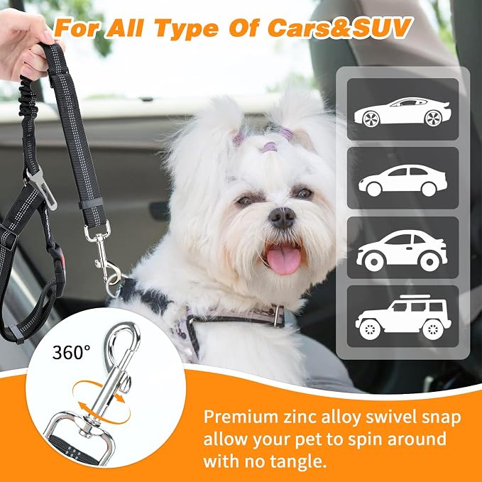 BWOGUE Pet Dog Cat Seat Belt Reflective Car Dog Headrest Restraint Leash - Image 6