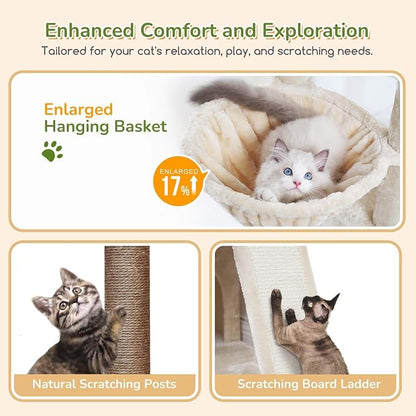 Globlazer Cat Tower for Multiple Indoor Cats, 52 inch Heavy Duty Cat Tree - Image 4