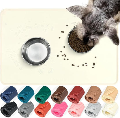 VIVAGLORY Dog Food Mat Flexmat Dog Bowl Mat, Placemat Food Tray by Vivaglory